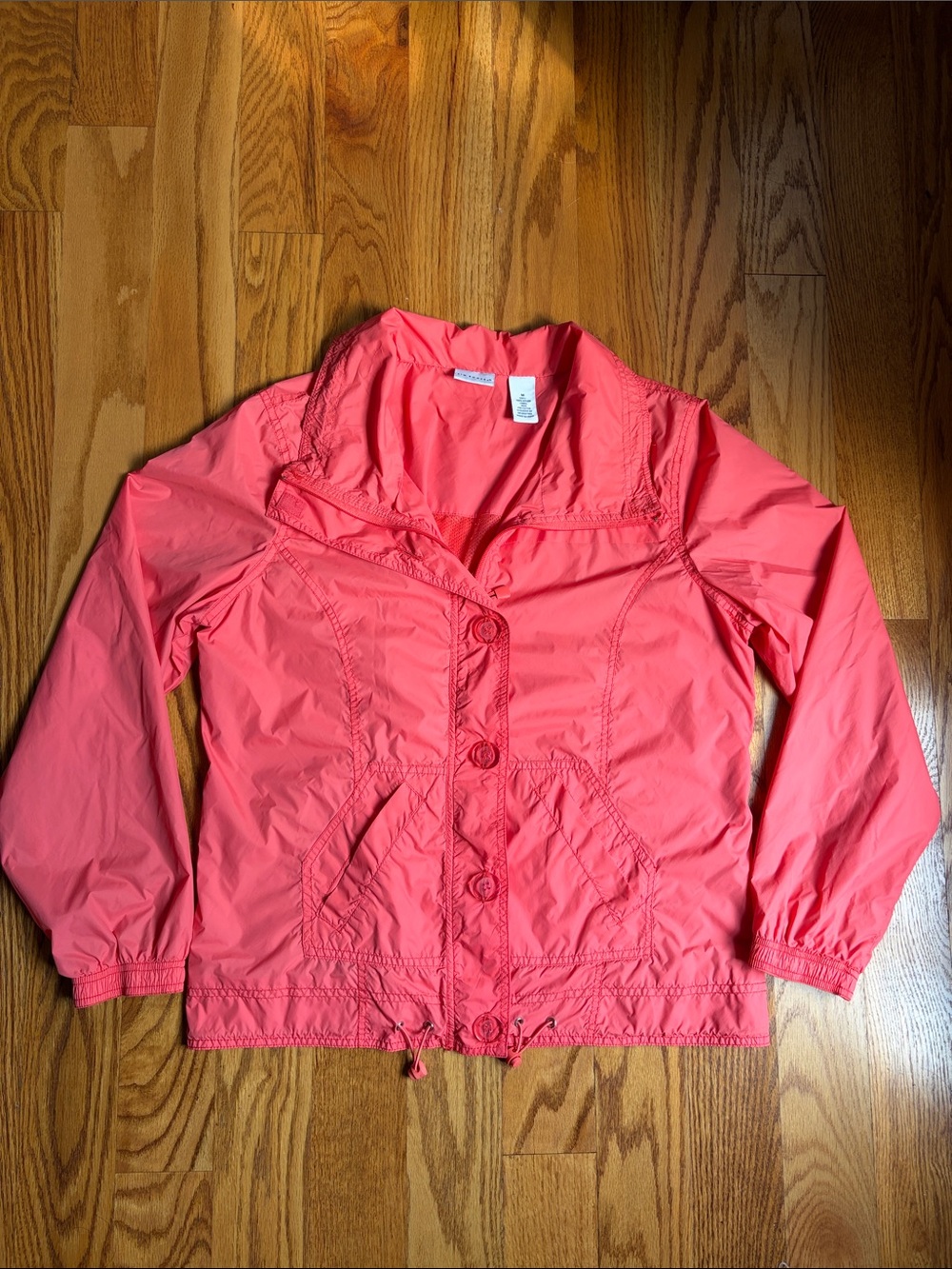 Kim Rogers Coral Pink Button-Front Utility Jacket. Medium
